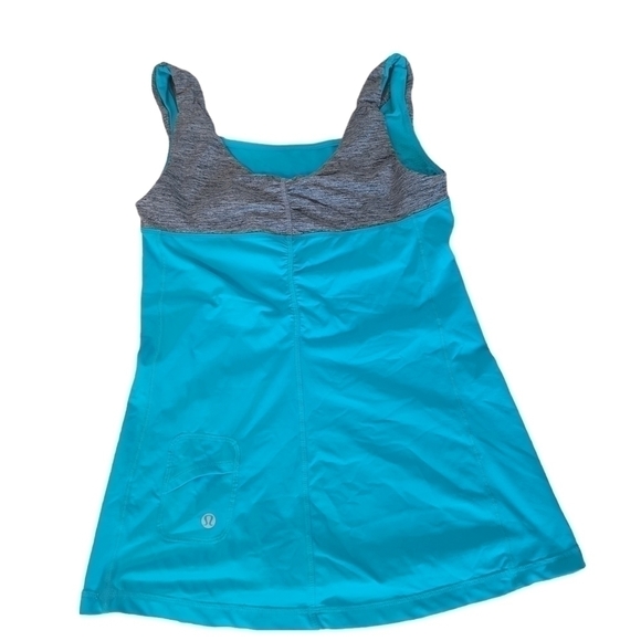 Lululemon rushed tank top US S teal & gray small front pocket US4 - Picture 3 of 9